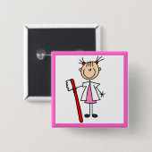 Zahnarzthelfer mit Zahnbürste Button (Vorne & Hinten)
