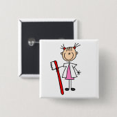 Zahnarzthelfer mit Zahnbürste Button (Vorne & Hinten)