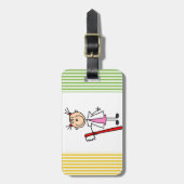 Zahnarzthelfer mit Zahnbürste Gepäckanhänger (Vorderseite vertikal)