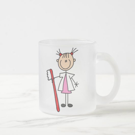 Zahnarzthelfer mit Zahnbürste Mattglastasse (Rechts)