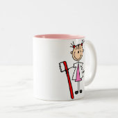 Zahnarzthelfer mit Zahnbürste Zweifarbige Tasse (VorderseiteRechts)