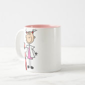 Zahnarzthelfer mit Zahnbürste Zweifarbige Tasse (Vorderseite Links)