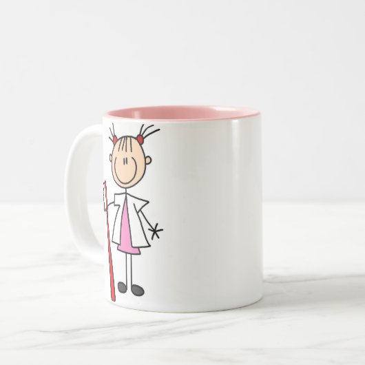 Zahnarzthelfer mit Zahnbürste Zweifarbige Tasse (Vorderseite Links)