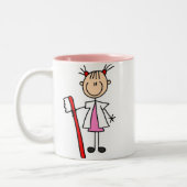 Zahnarzthelfer mit Zahnbürste Zweifarbige Tasse (Links)