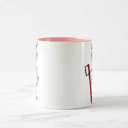 Zahnarzthelfer mit Zahnbürste Zweifarbige Tasse (Mittel)