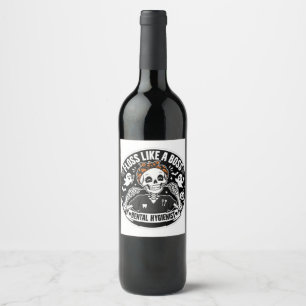 Zahnarzthelferin Halloween-Skelett Weinetikett
