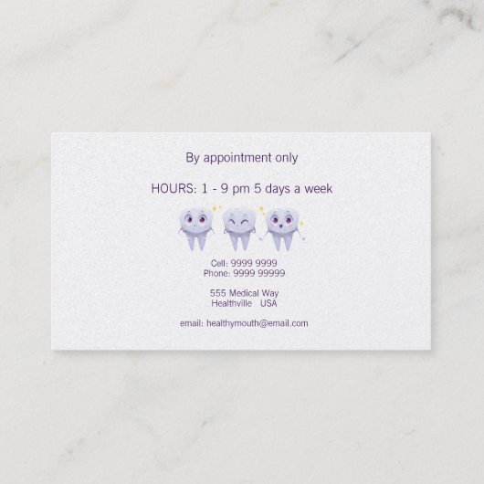 Zahnarzthygienischer Reiniger Visitenkarte (Rückseite)