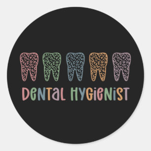 Zahnarzthygienist RDH Dentist Leopard Zahnspende Runder Aufkleber