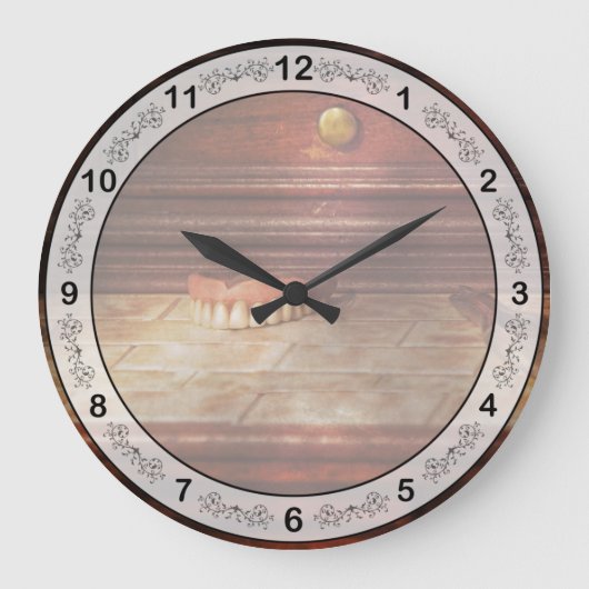 Zahnärztin - Falsche Zähne Große Wanduhr (Vorderseite)