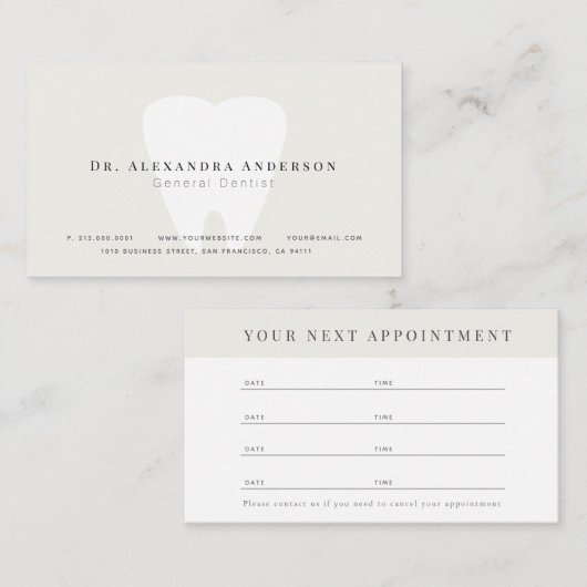 Zahnarztkarte für leichte Beige Visitenkarte (Vorne/Hinten)