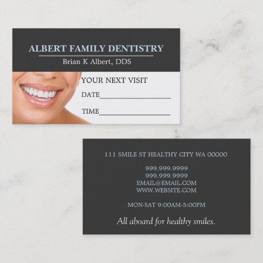 Zahnarztkarte Terminkarte (Vorne/Hinten)