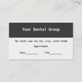 Zahnarztkarte Terminkarte (Rückseite)