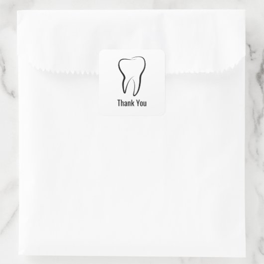 Zahnarztklinik Dental Tooth Danke Quadratischer Aufkleber (Tasche)