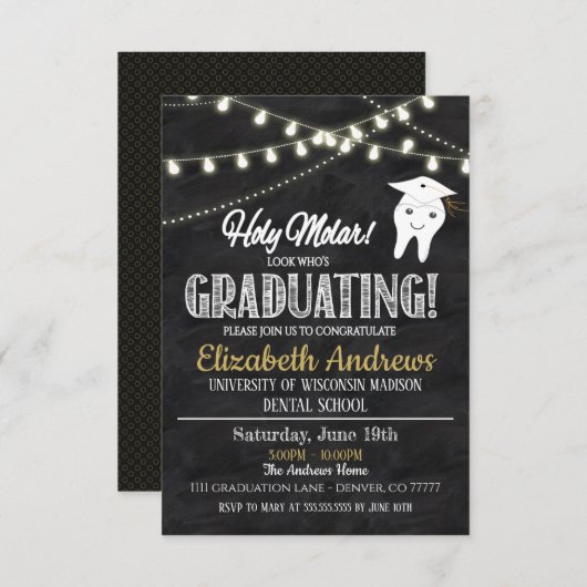 Zahnärztliche Abschluss Einladung (Vorne/Hinten)