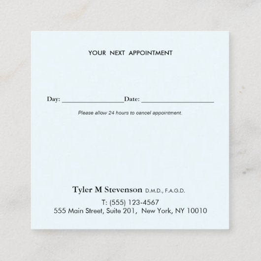 Zahnärztliche Erinnerung Terminkarte (Rückseite)