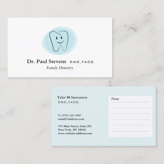 Zahnärztliche Erinnerung Terminkarte (Vorne/Hinten)