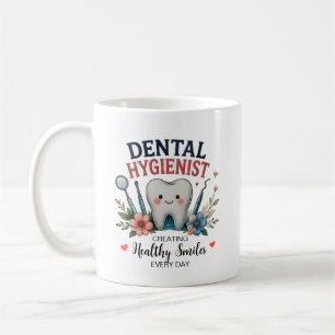 Zahnärztliche Hygienikerin schafft jeden Tag gesun Kaffeetasse