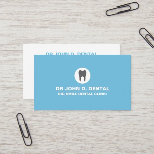 Zahnärztliche, zahnärztlich blaue Visitenkarte mit (Vorderseite/Rückseite Beispiel)
