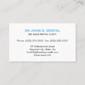 Zahnärztliche, zahnärztlich blaue Visitenkarte mit (Rückseite)