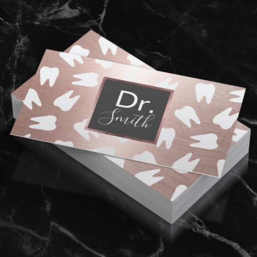 Zahnarztmuster Moderne Rose Gold Zahnpflege Visitenkarte