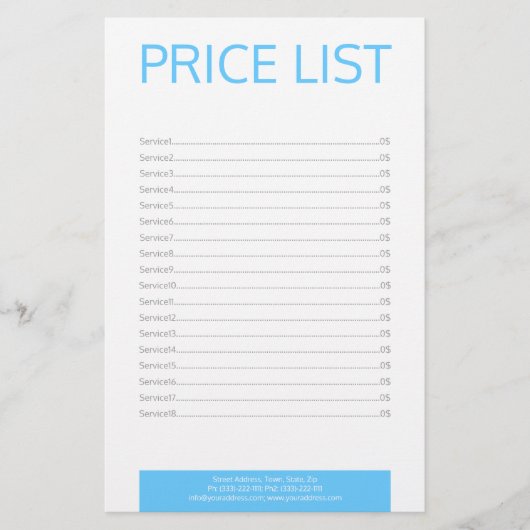 Zahnarztpraxis - einfache Preisliste Briefpapier (Vorderseite)