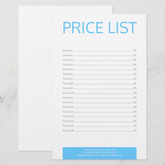 Zahnarztpraxis - einfache Preisliste Briefpapier (Vorne/Hinten)