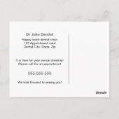Zahnarztpraxis Erinnerung, blau Postkarte (Rückseite)