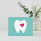 Zahnarztpraxis Erinnerung mit Herz aquamarin Postkarte (Stehend Vorderseite)