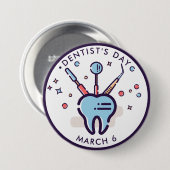 Zahnarzttag-, Zahn- und Zahnwerkzeuge Button (Vorne & Hinten)