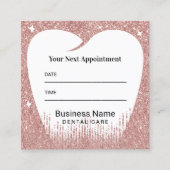 Zahnarzttooth Rose Gold Glitzer Zahnersatz Terminkarte (Vorderseite)