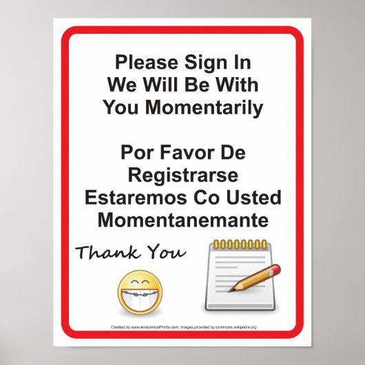 Zahnarztunterschrift Poster (Vorne)