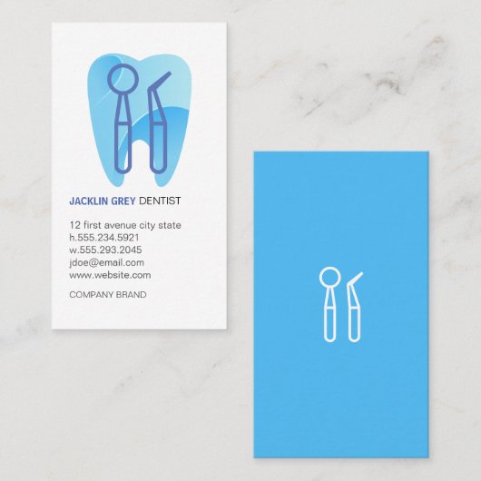 Zahnarztwerkzeuge und Zahnstangen-Logo Visitenkarte (Vorne/Hinten)