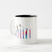 Zahnarztwerkzeuge Zweifarbige Tasse (Vorderseite Links)