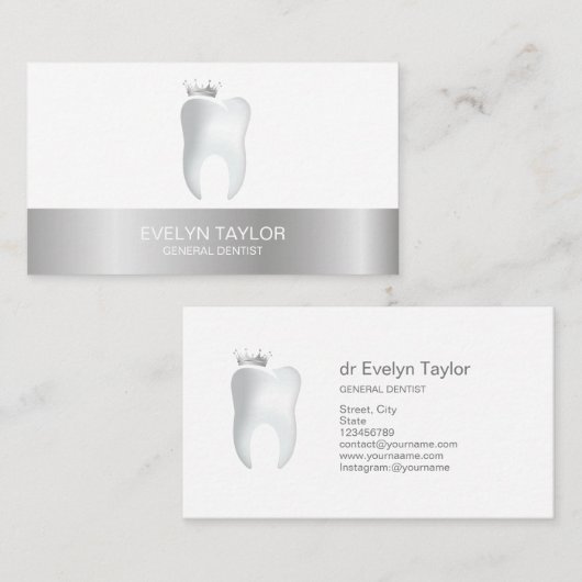 Zahnarztzahn Zahnklinik Whitening Smile Crown Visitenkarte (Vorne/Hinten)