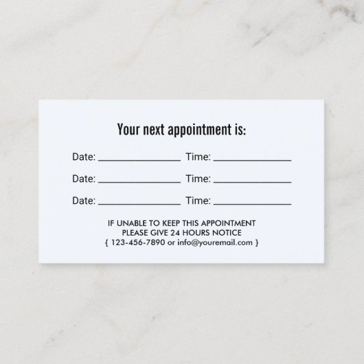 Zahnarztzahnarzt und Wasserschiff-Zahnarztarzt Terminkarte (Rückseite)