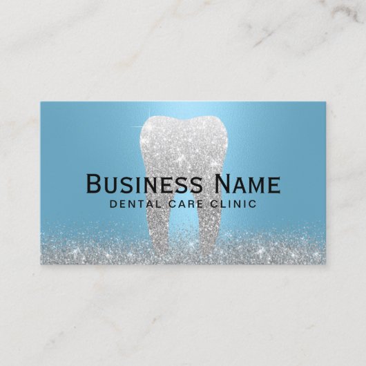 Zahnarztzahnklinik Blue & Silver Glitzer Terminkarte (Vorderseite)
