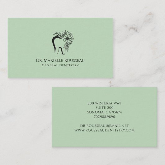 Zahnarztzeichen-Logo Green Dental Office Visitenkarte (Vorne/Hinten)