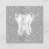 Zahnarztzeichen Moderne Silver Glitzer Zahnklinik Quadratische Visitenkarte (Vorderseite)