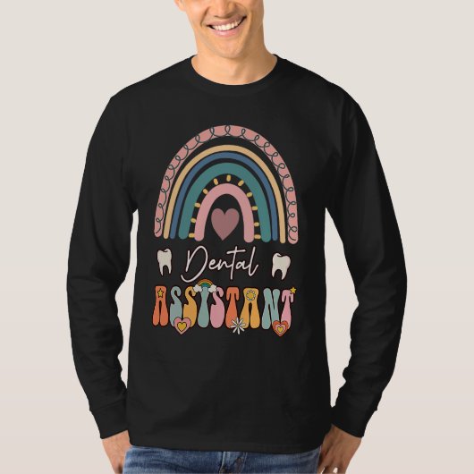 Zahnassistent Groovy Retro Vintag Rainbow Niedlich T-Shirt (Vorderseite)