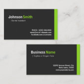 Zahnassistent - Modernes Minimalistisches Grün Visitenkarte (Vorne/Hinten)