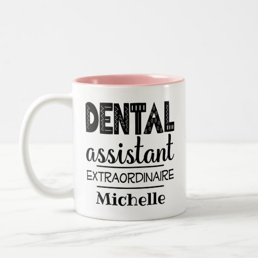 Zahnassistent Personalisiert Zweifarbige Tasse (Links)