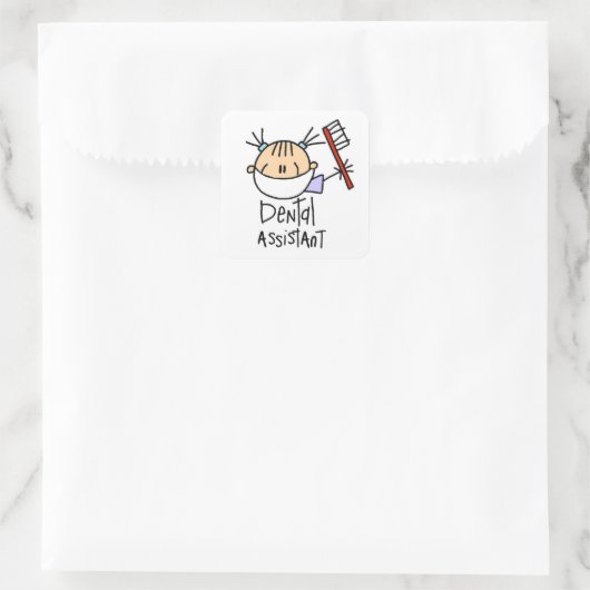 Zahnassistent Quadratischer Aufkleber (Tasche)