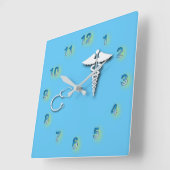Zahnbürste 🦷 Caduceus Stethoscope Quadratische Wanduhr (Winkel)