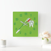 Zahnbürste 🦷 Green Niedlich Fun Fab Quadratische Wanduhr (Zuhause)