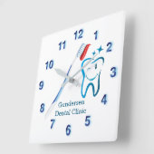 Zahnbürste 🦷 Stilblauer Zahnspieß Quadratische Wanduhr (Winkel)