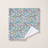 Zahnbürste-u. Zahnpasta-Muster Badhandtuch Set (Waschlappen)