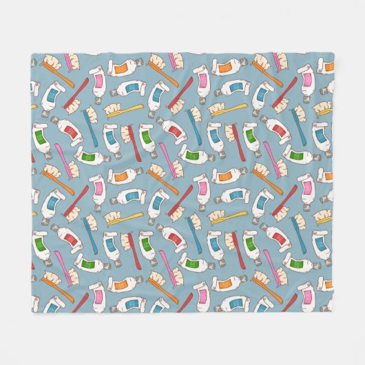 Zahnbürste-u. Zahnpasta-Muster Fleecedecke (Vorderseite (Horizontal))