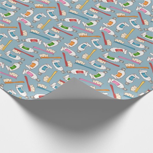 Zahnbürste-u. Zahnpasta-Muster Geschenkpapier (Ecke)