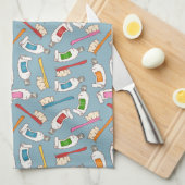 Zahnbürste-u. Zahnpasta-Muster Geschirrtuch (Viertel Falte)