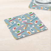 Zahnbürste-u. Zahnpasta-Muster Rechteckiger Pappuntersetzer (angewinkelt)